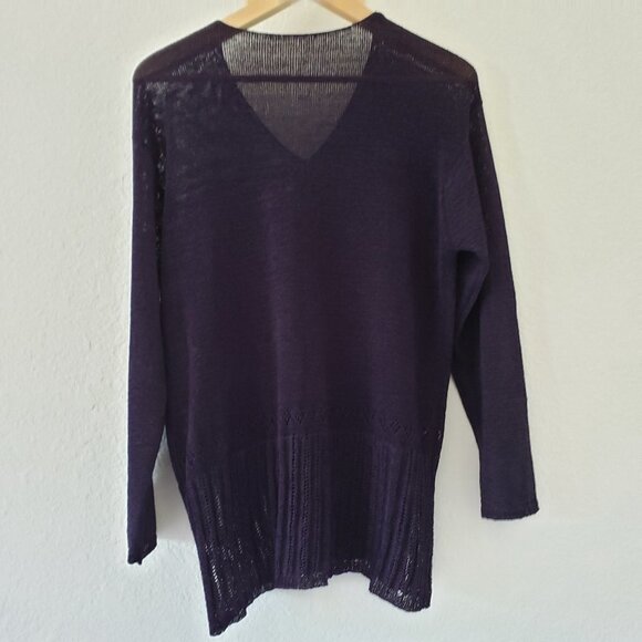 Purple Loose Weave V Neck Sweater - Size L - Picture 3 of 4